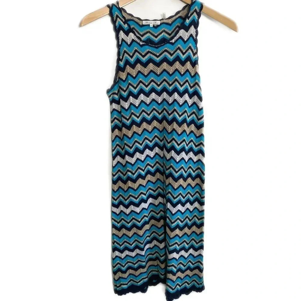 Minnie Rose Chevron Knit Sleeveless Dress Size XS